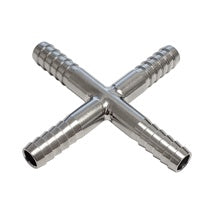 Stainless Steel Hose Barb: 1/4" Barb Cross