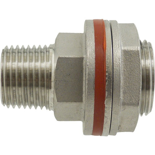 Weldless Bulkhead Fitting: 1/2 in. FPT x 1/2 in. MPT