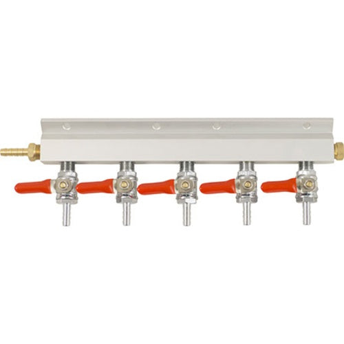Gas Manifold : 5 Way (Aluminum) 1/4 in. Barb