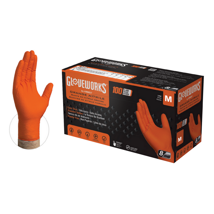 Orange Heavy Duty Nitrile Gloves: XL (8 mil)