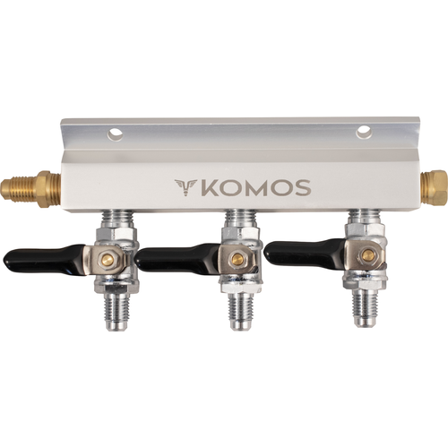 KOMOS® Gas Manifold : 3 Way (Aluminum) 1/4 in. Flare