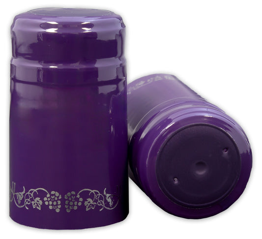 Bottle Shrink Capsules: Purple with Silver Grapes (30 Count)