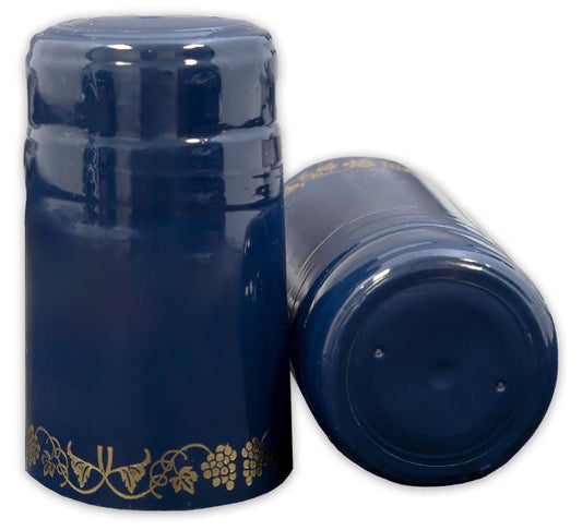 Bottle Shrink Capsules: Blue with Gold Grapes (30 Count)
