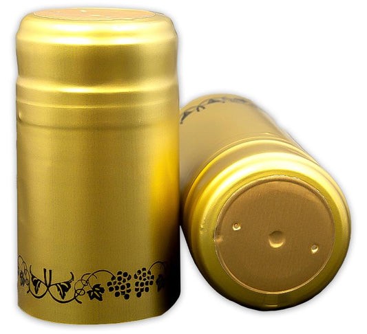 Bottle Shrink Capsules: Gold with Black Grapes (30 Count)