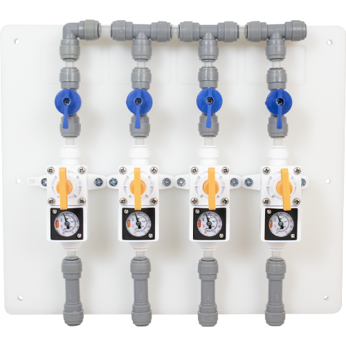 Duotight Draft Regulator Board | Gas Manifold | 4 Way | With Valves | 8 mm (5/16 in.)