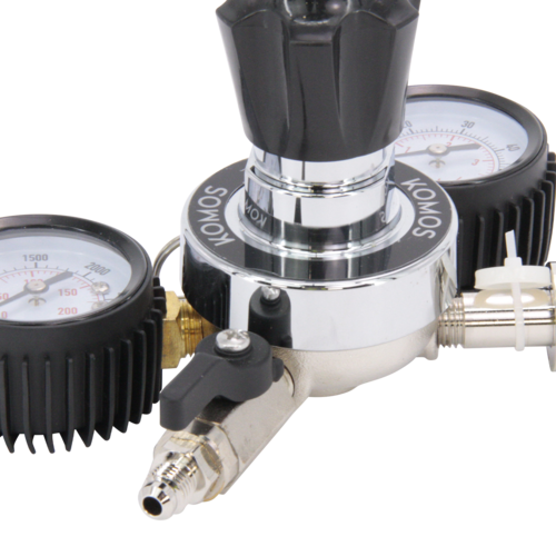 KOMOS® CO2 Regulator: 0-50 PSI/ 1/4" Flare Ball Valve